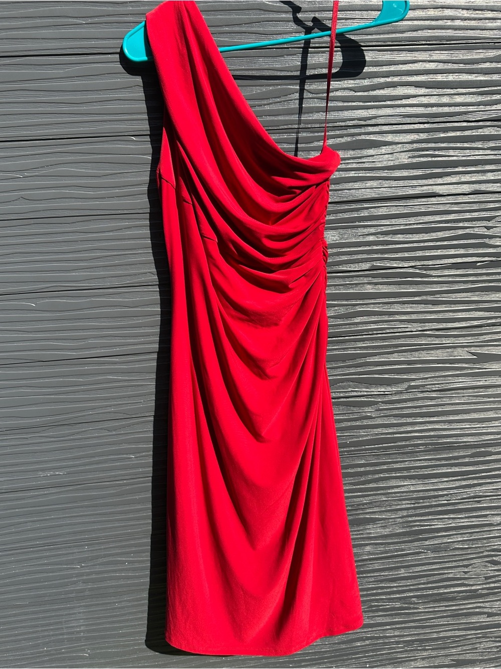 Lauren Ralph Lauren Red One Shoulder Ruched Cocktail Dress Size 10